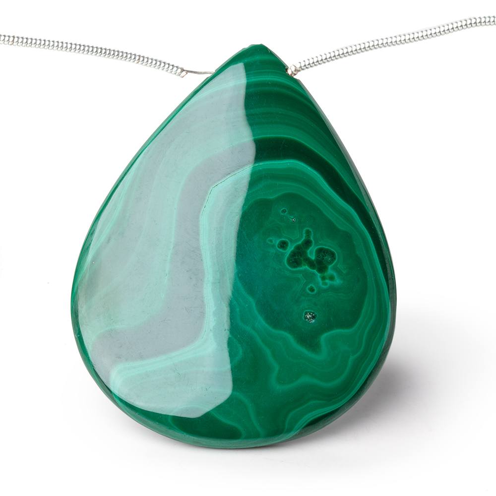 40x28-48x37mm Malachite Plain Pear Briolettes 6 inch 5 Beads - Beadsofcambay.com