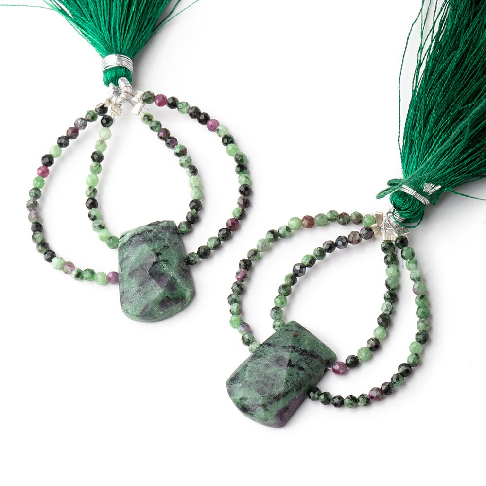 40x30mm Ruby in Zoisite Fancy Focal Beads Sold as a Set of 2 - Beadsofcambay.com