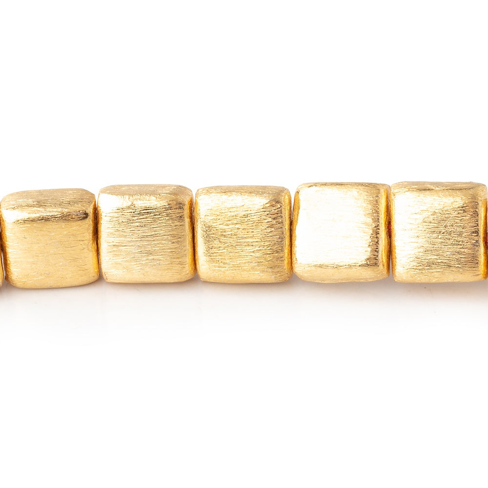 8mm 22kt Gold Plated Brushed Square Beads 8 inch 25 pieces - BeadsofCambay.com