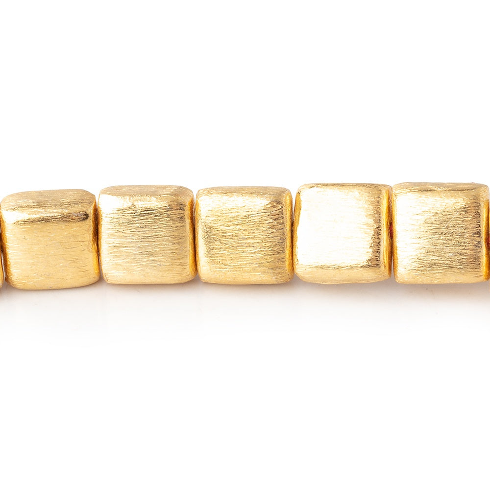 8mm 22kt Gold Plated Copper Brushed Square 8 inch 25 Beads - BeadsofCambay.com
