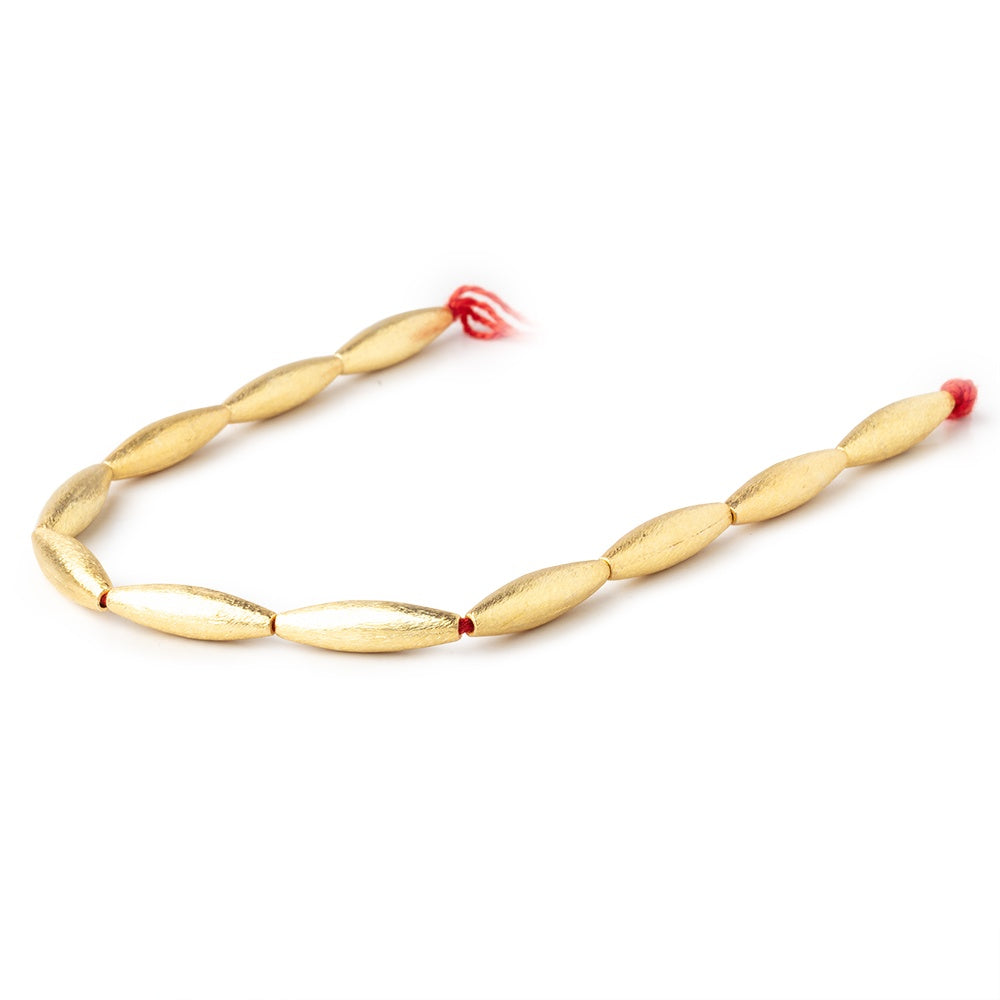 20x5mm 22kt Gold Plated Copper Brushed Marquise Beads 8 inch 11 pieces - BeadsofCambay.com