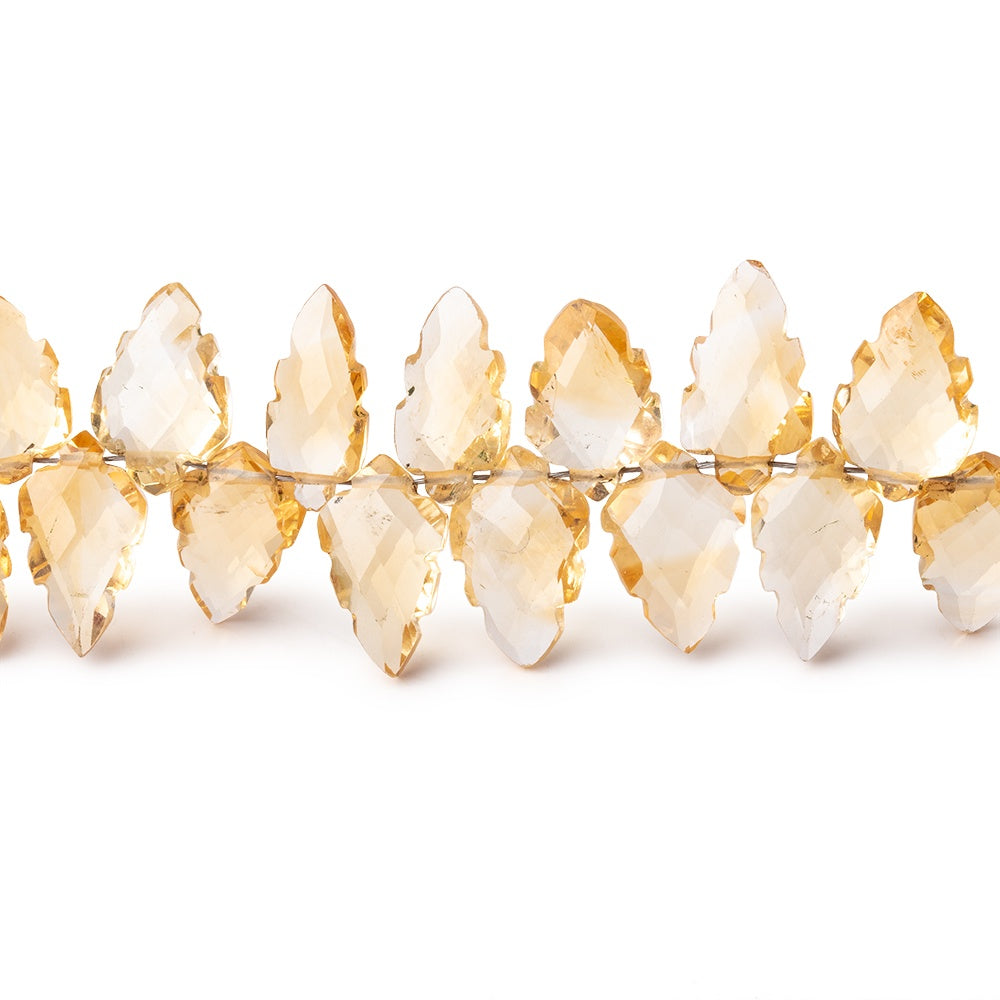9x5-11x7mm Citrine Carved & Faceted Leaf Beads 7 inch 48 pieces AAA - BeadsofCambay.com