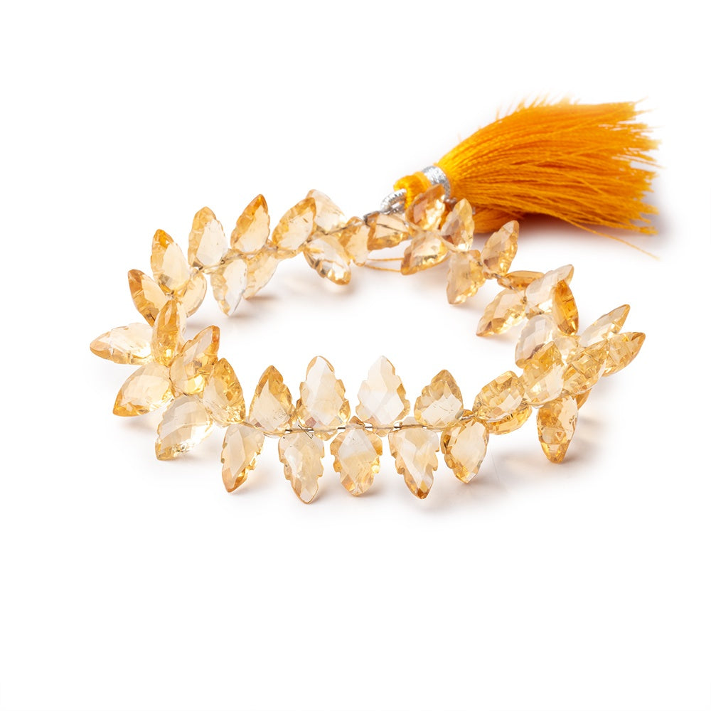 9x5-11x7mm Citrine Carved & Faceted Leaf Beads 7 inch 48 pieces AAA - BeadsofCambay.com