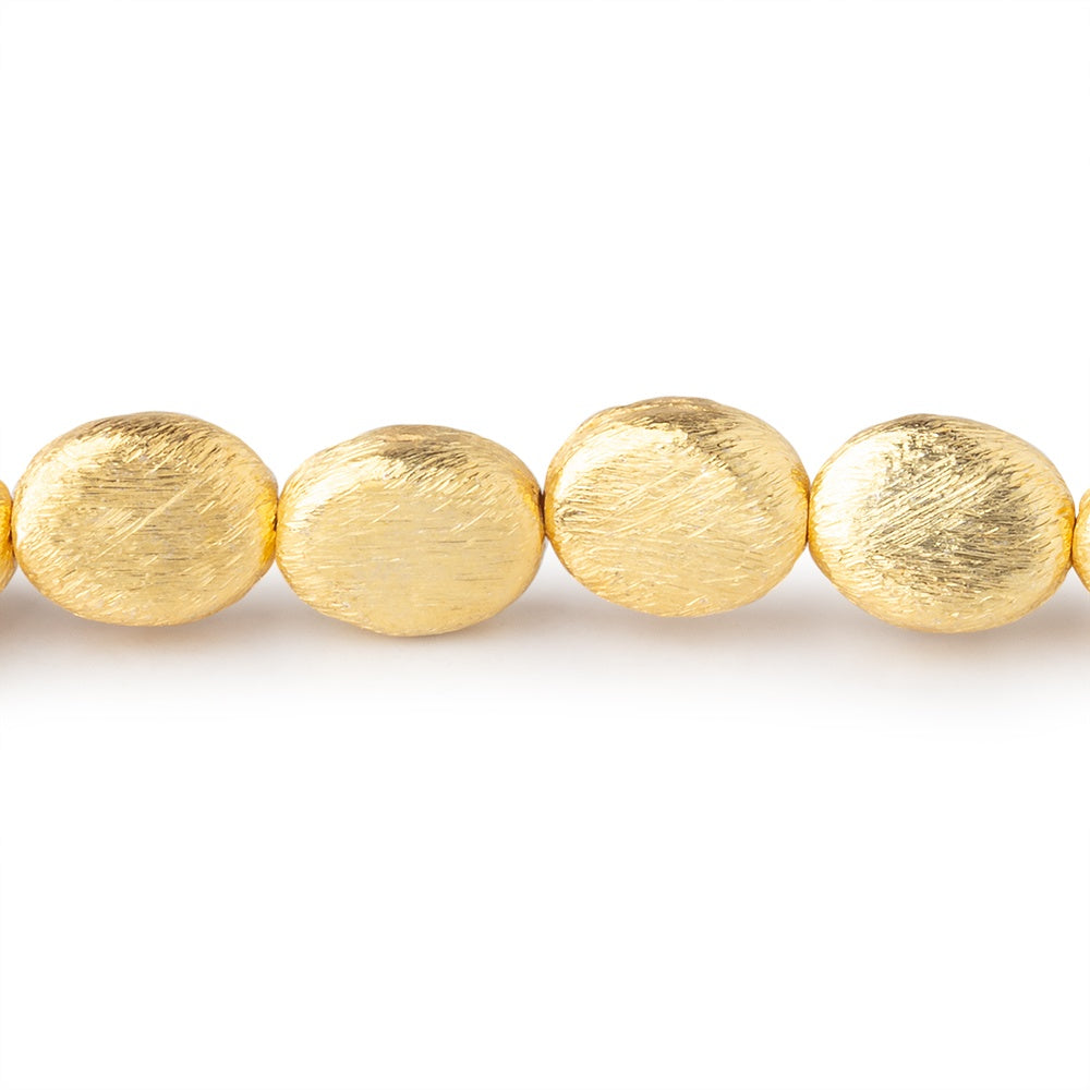 10x8mm 22kt Gold Plated Copper Brushed Flat Oval 8 inch 20 Beads - BeadsofCambay.com