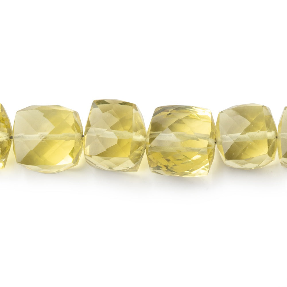 9-11mm Lemon Quartz Faceted Cube Beads 8 inch 23 pieces - BeadsofCambay.com