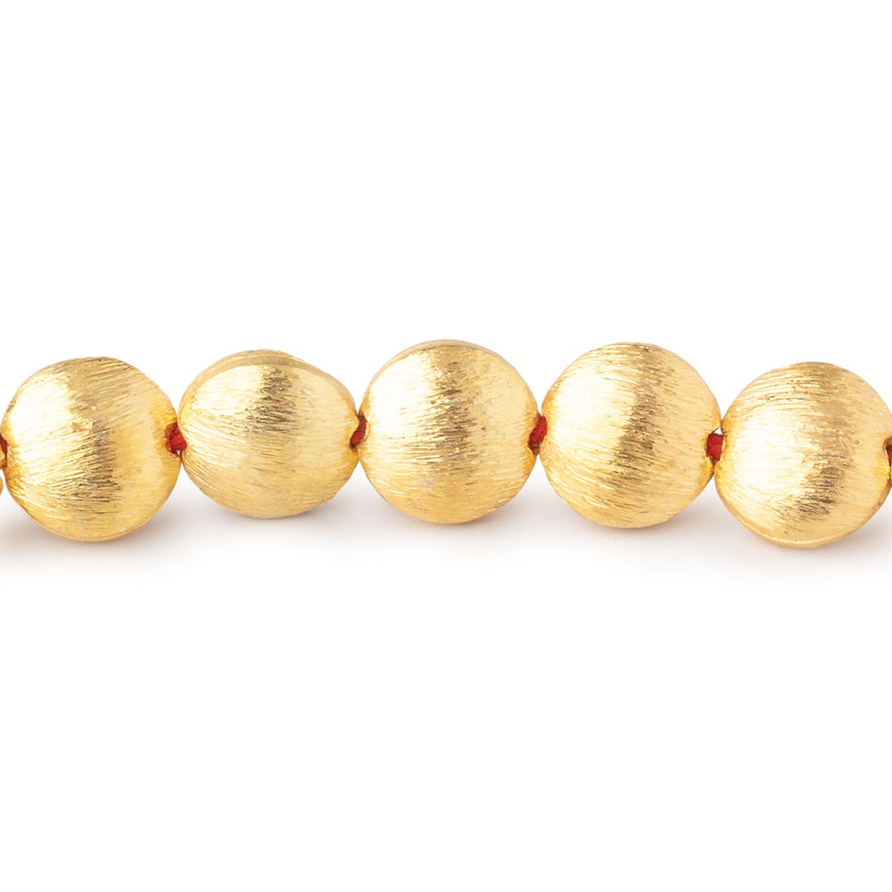 8mm 22kt Gold Plated Copper Brushed Coin Beads 8 inch 27 pieces - BeadsofCambay.com
