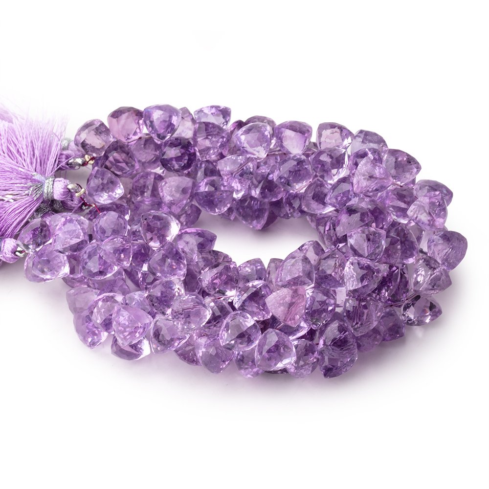 8mm Pink Amethyst Top Drilled Faceted Trillion Beads 8 inch 60 pieces - BeadsofCambay.com