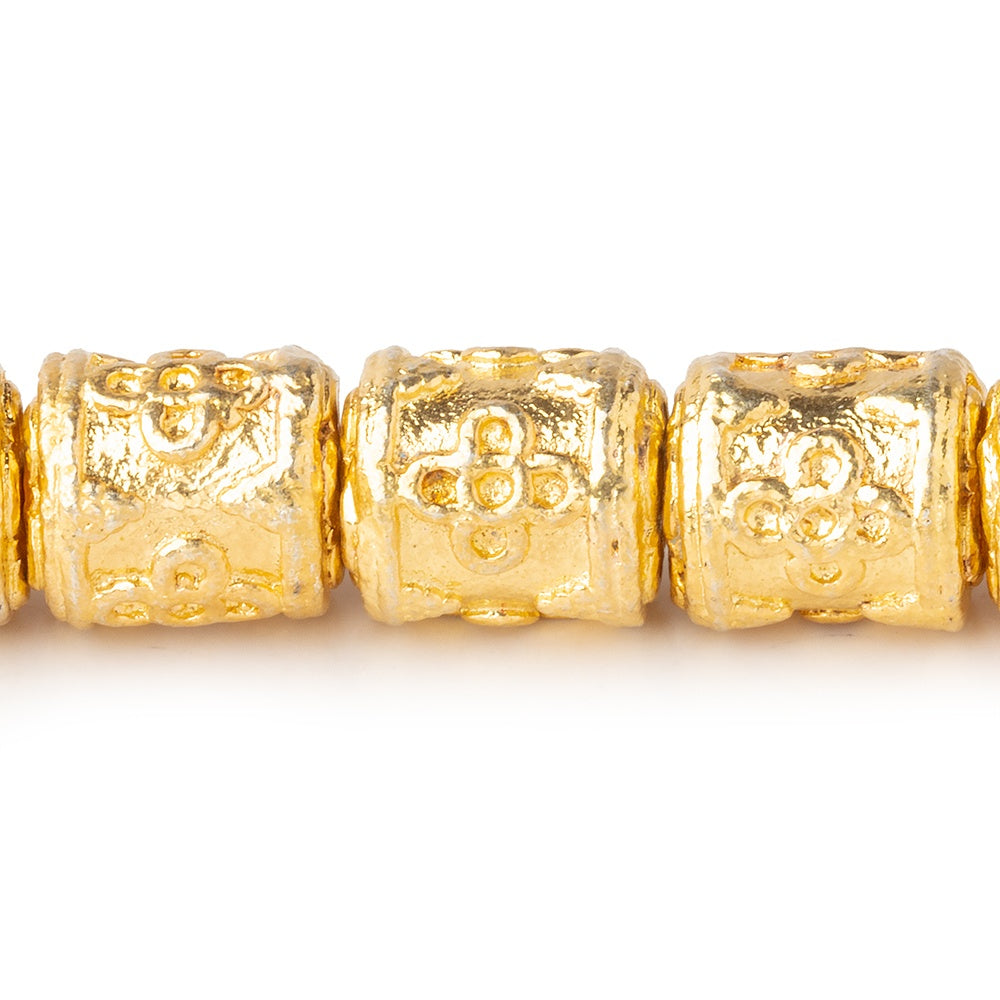 10x9mm 22kt Gold Plated Copper Quatrefoil Tube 8 inch 19 pieces - BeadsofCambay.com