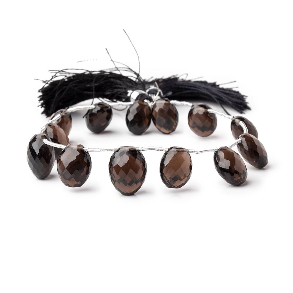 11x8-14x10mm Smoky Quartz Faceted Oval Beads 8 inch 13 pieces - BeadsofCambay.com