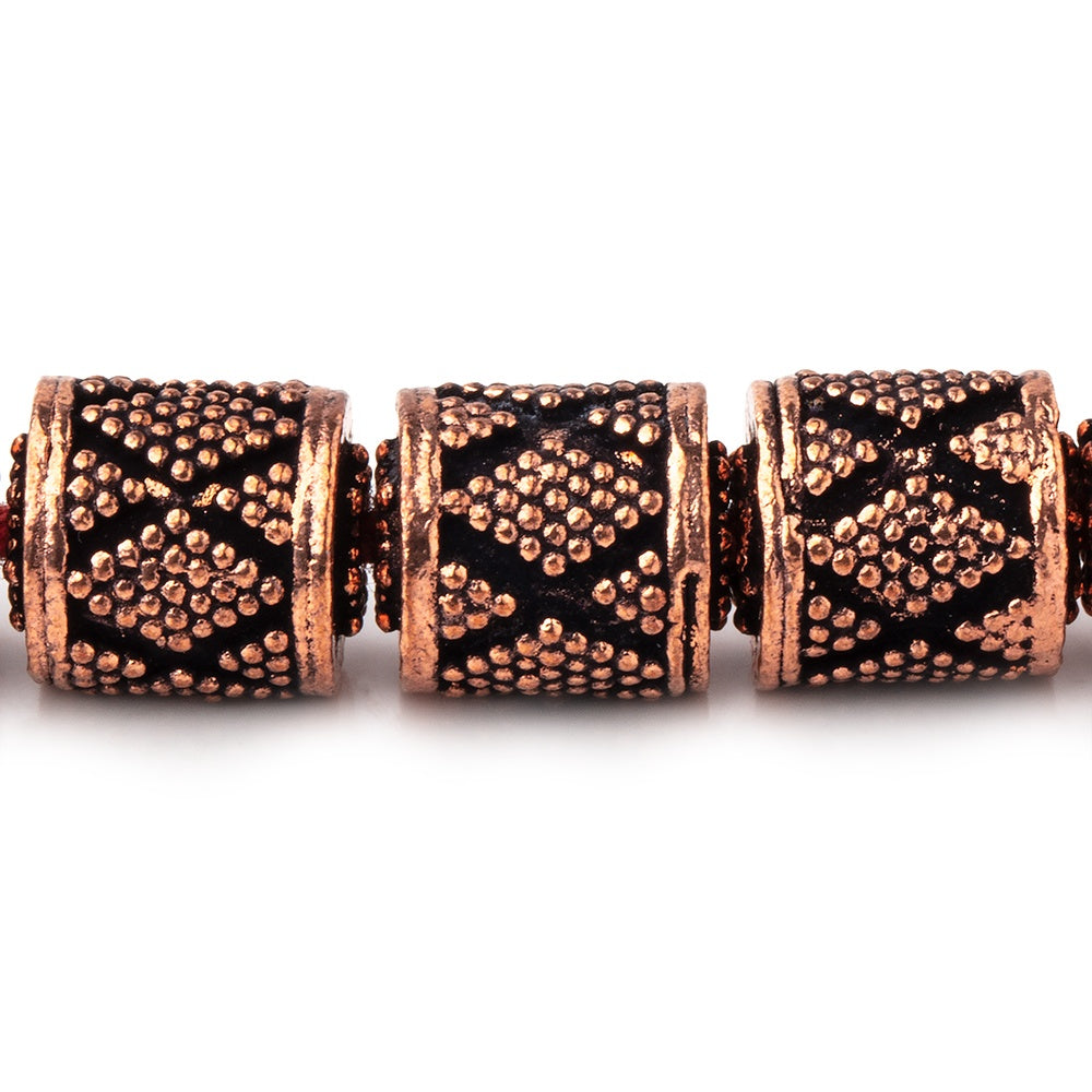 10x9mm Antiqued Copper Tube 7.5 inch 18 Beads 2mm Hole - BeadsofCambay.com