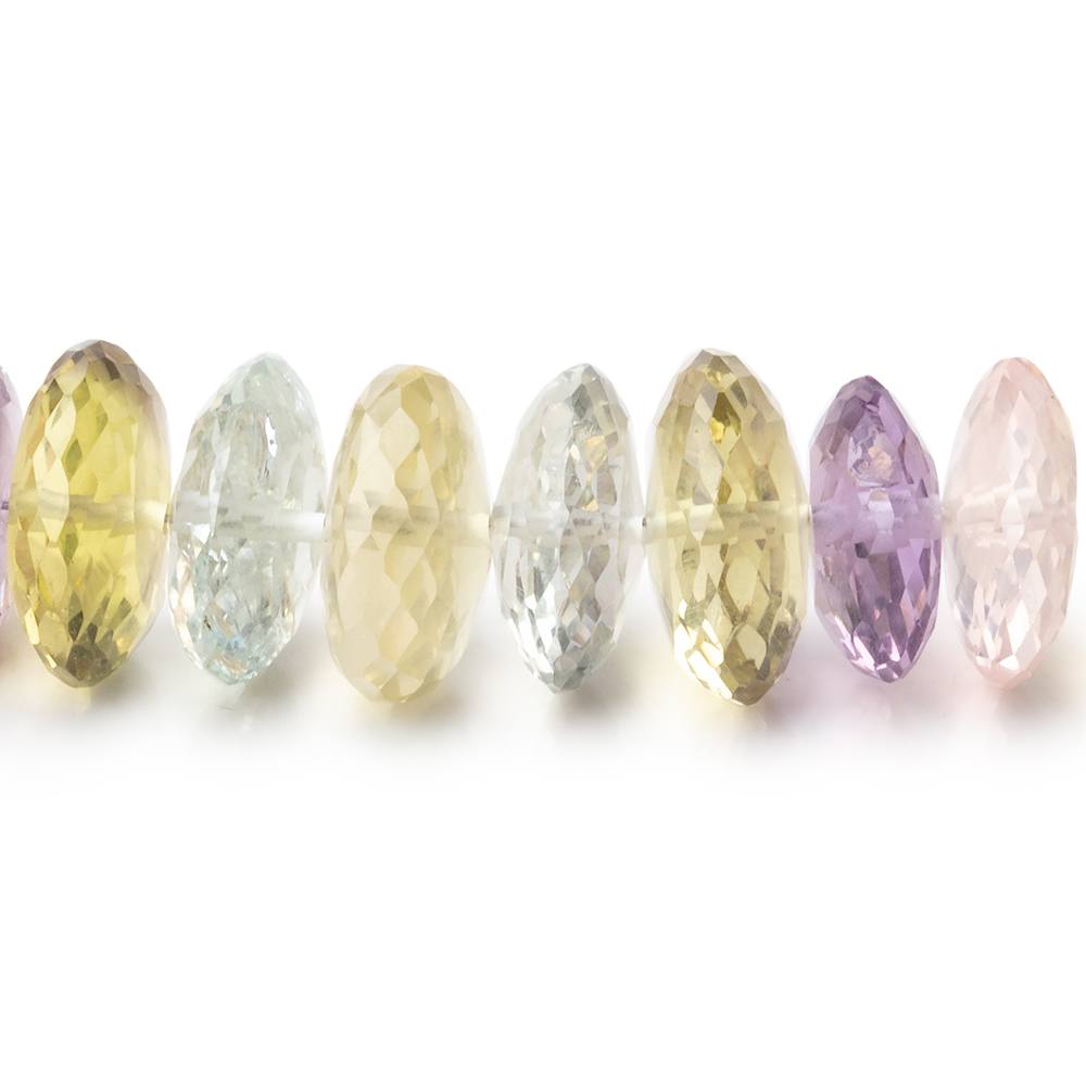 8-12mm Multi Gemstone German Faceted Rondelles 16 inch 93 Beads AAA - BeadsofCambay.com