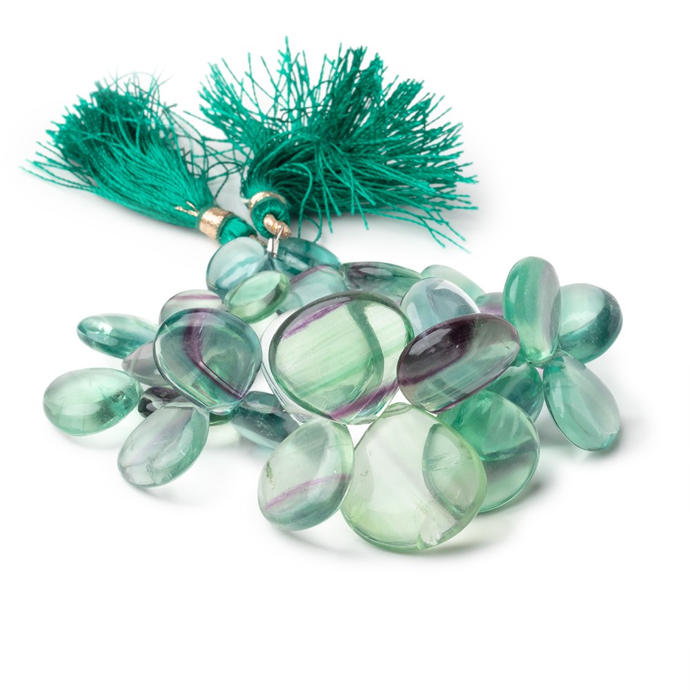 11-20mm Fluorite plain heart beads 7 inch 30 pieces - BeadsofCambay.com