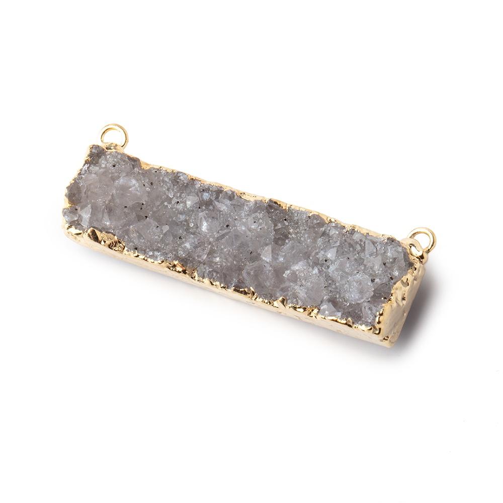41x11mm 22kt Gold Leafed Grey Quartz Drusy East West Connector 1 Focal Bead - Beadsofcambay.com