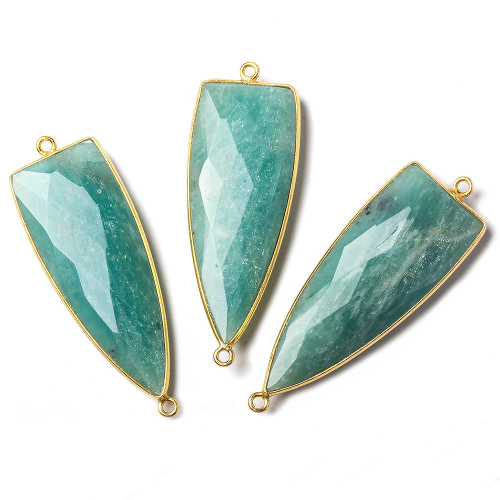41x15mm Vermeil bezel Amazonite faceted point Connector 1 piece - Beadsofcambay.com
