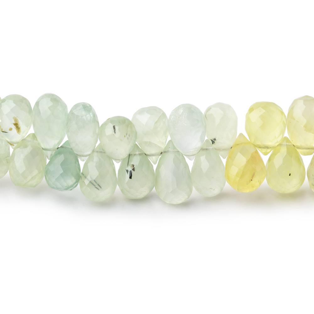6-7mm Prehnite Tear Drop Briolette Beads 8 inch 81 pieces - BeadsofCambay.com