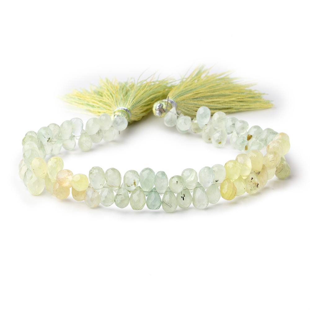 6-7mm Prehnite Tear Drop Briolette Beads 8 inch 81 pieces - BeadsofCambay.com