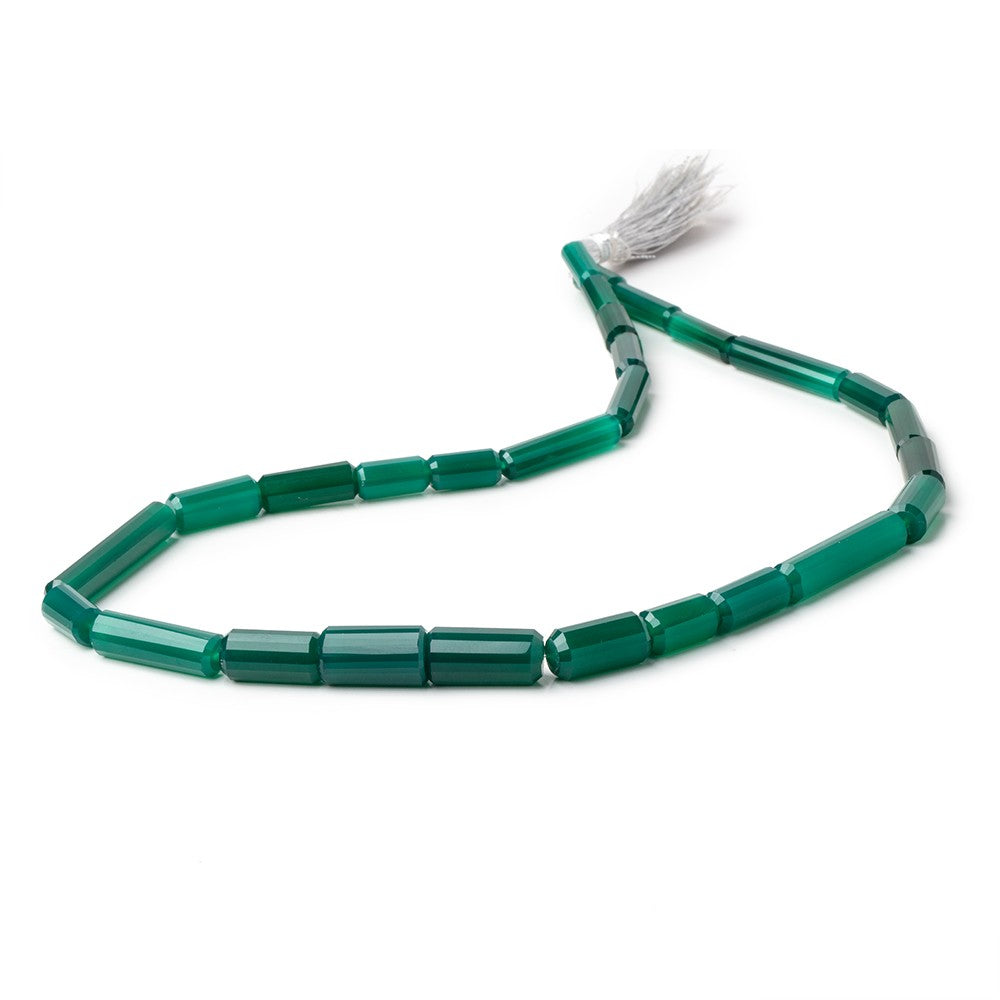 11x5-32x6mm Holiday Green Chalcedony Faceted Tube Beads 18 inch 28 pieces - BeadsofCambay.com
