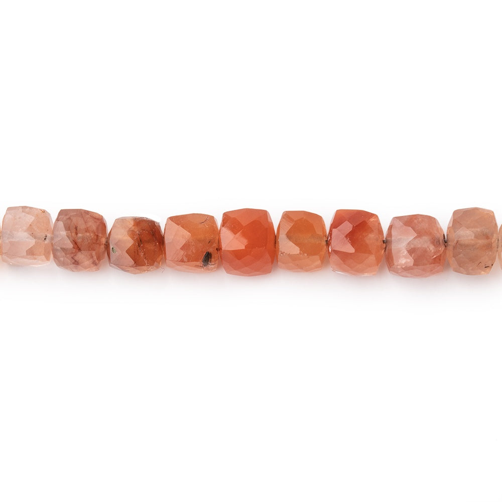 4-5mm Tangerine Quartz Faceted Cube Beads 11.5 inch 63 pieces - BeadsofCambay.com
