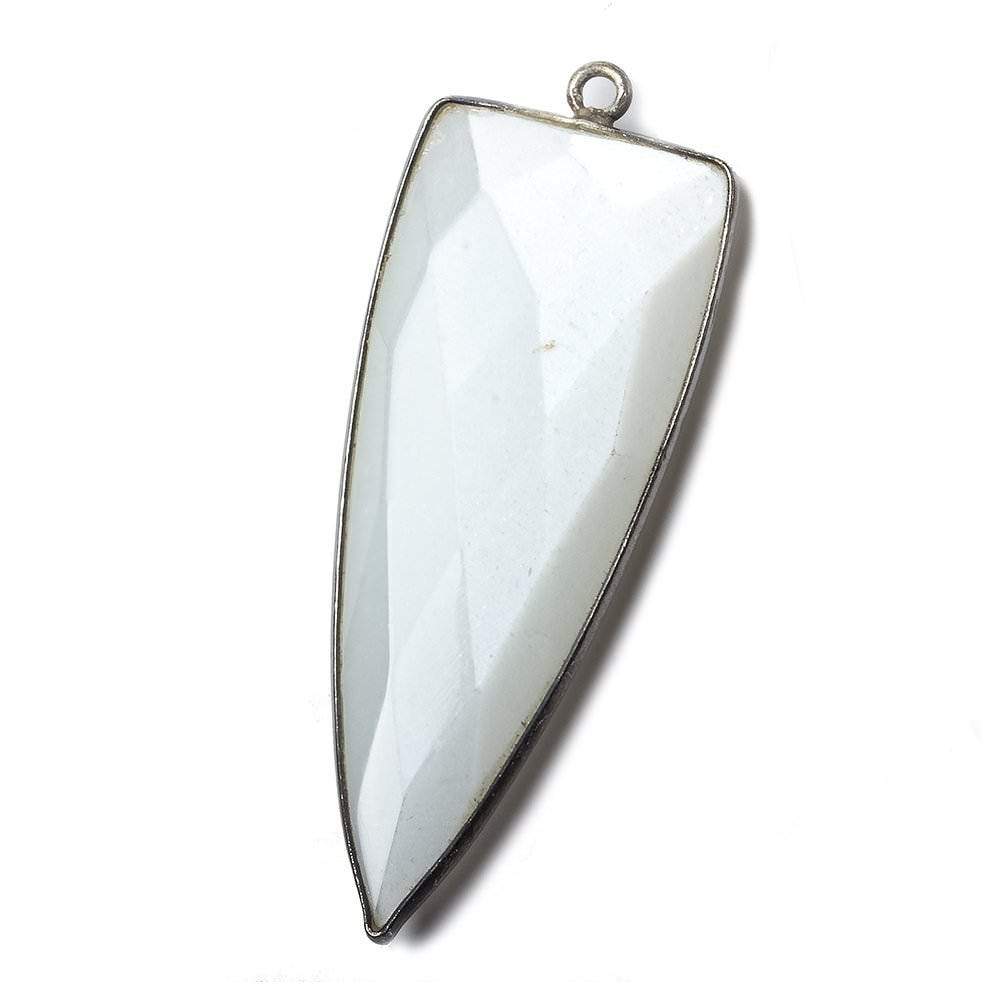 42x16mm Black Gold Bezel White Moonstone faceted point 1 focal bead - Beadsofcambay.com