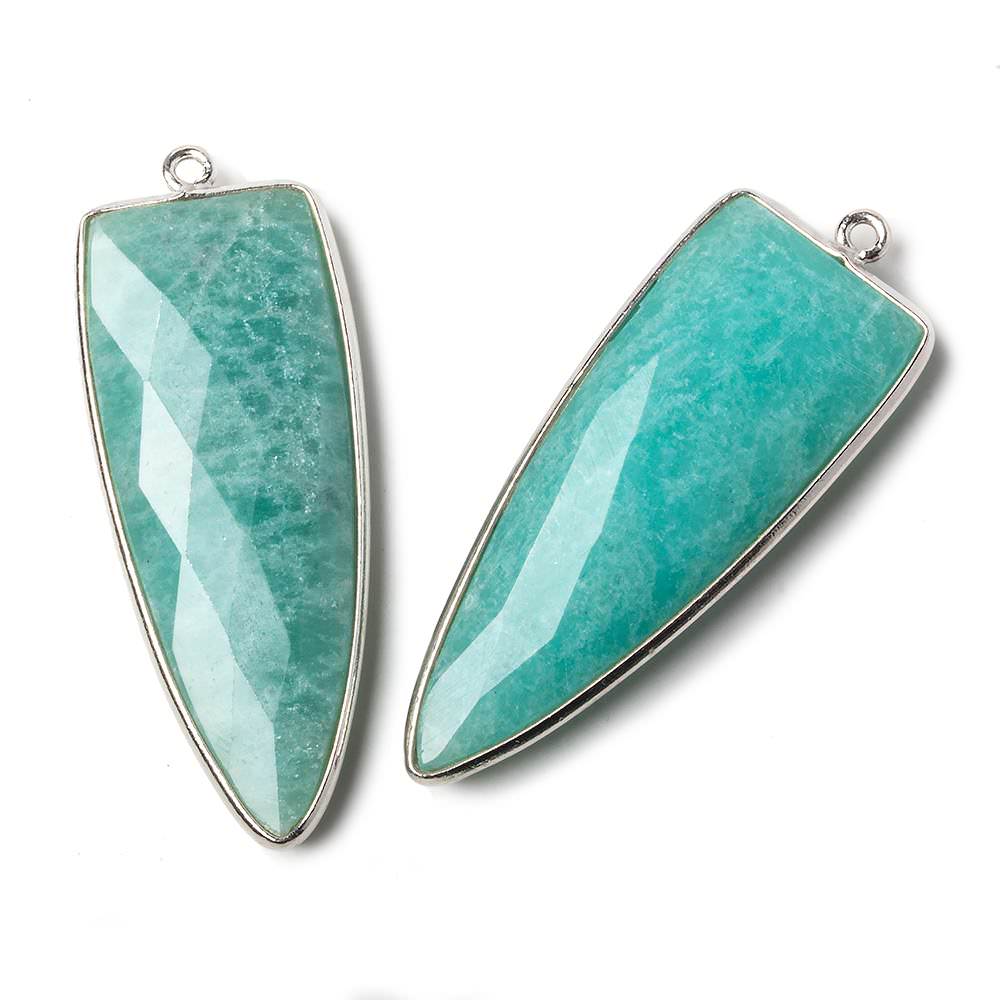 42x16mm Silver .925 Bezel Amazonite Point 1 ring Pendant 1 piece - Beadsofcambay.com