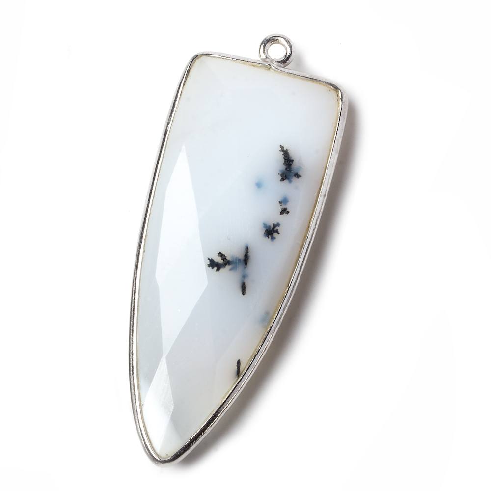 42x16mm Silver .925 Bezel Dendritic Opal Point 1 ring Pendant 1 piece - Beadsofcambay.com
