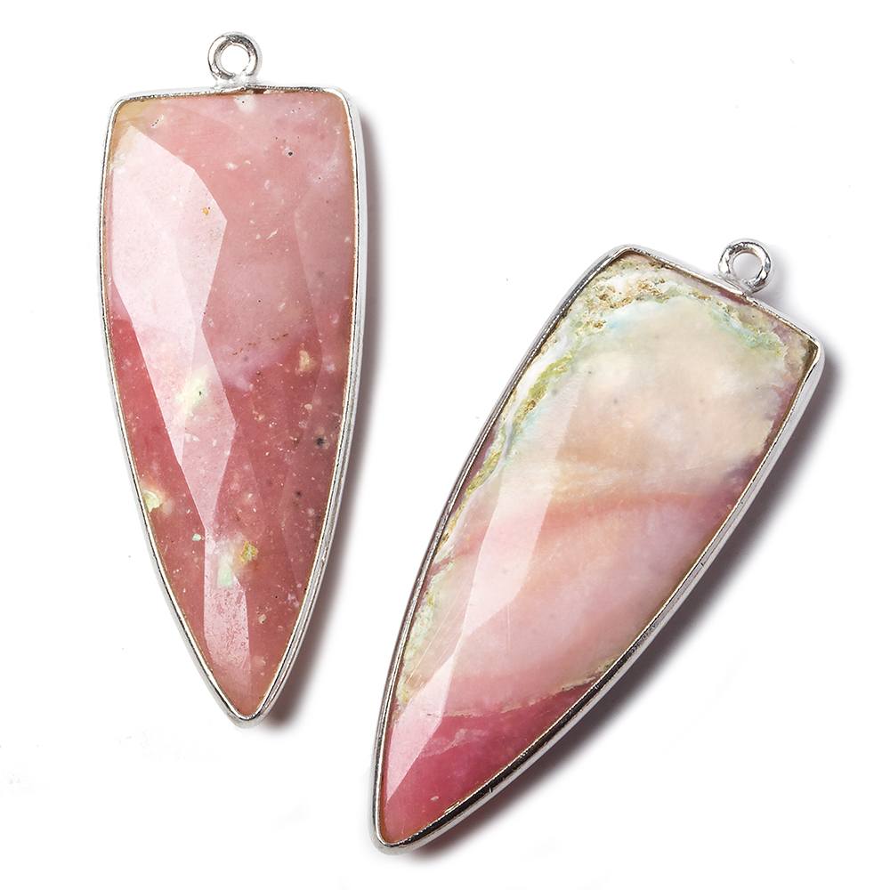 42x16mm Silver .925 Bezel Pink Peruvian Opal Point 1 ring Pendant 1 piece - Beadsofcambay.com