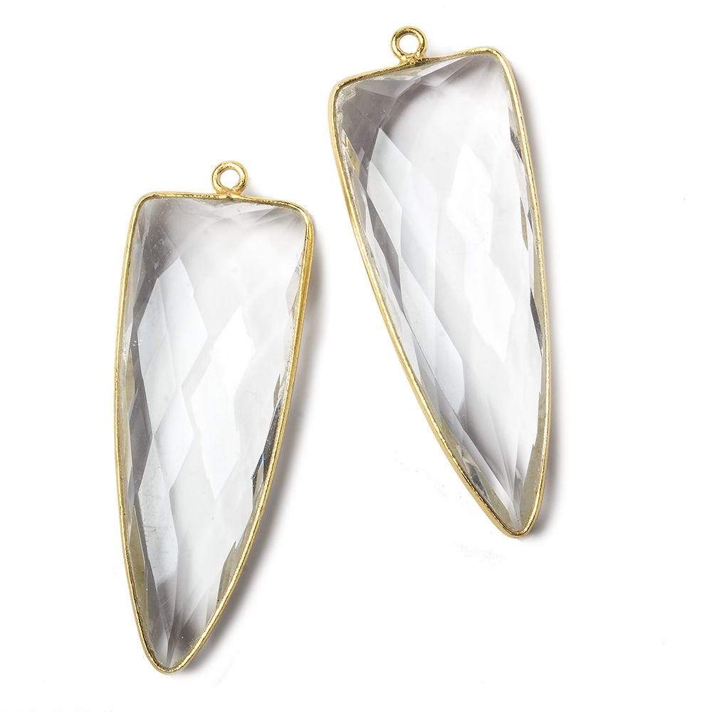 42x16mm Vermeil Bezel Crystal Quartz faceted point 1 focal bead - Beadsofcambay.com