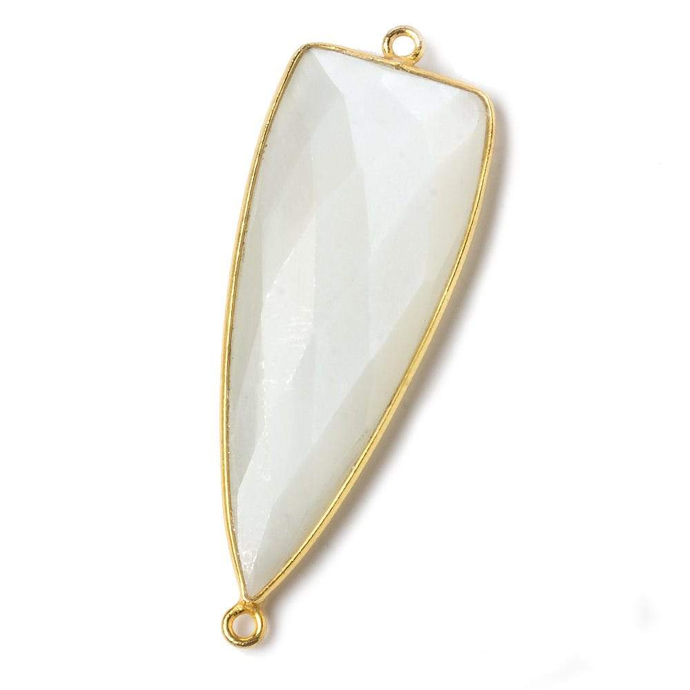 42x16mm Vermeil Bezel White Moonstone Point 2 ring Connector 1 piece - Beadsofcambay.com