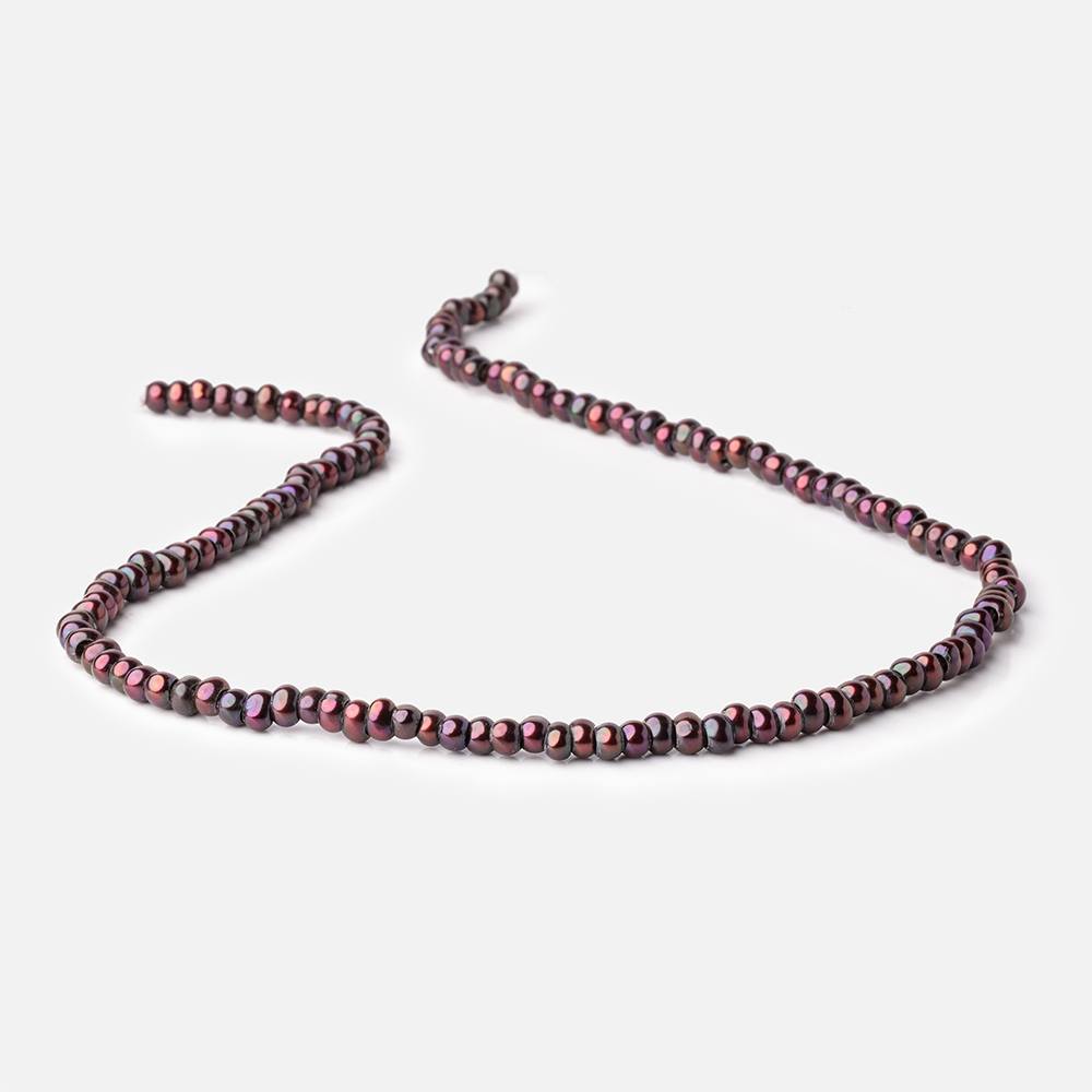 5mm Eggplant 2.5mm Large Hole Off Round Pearls 15 inch 135 Beads - BeadsofCambay.com