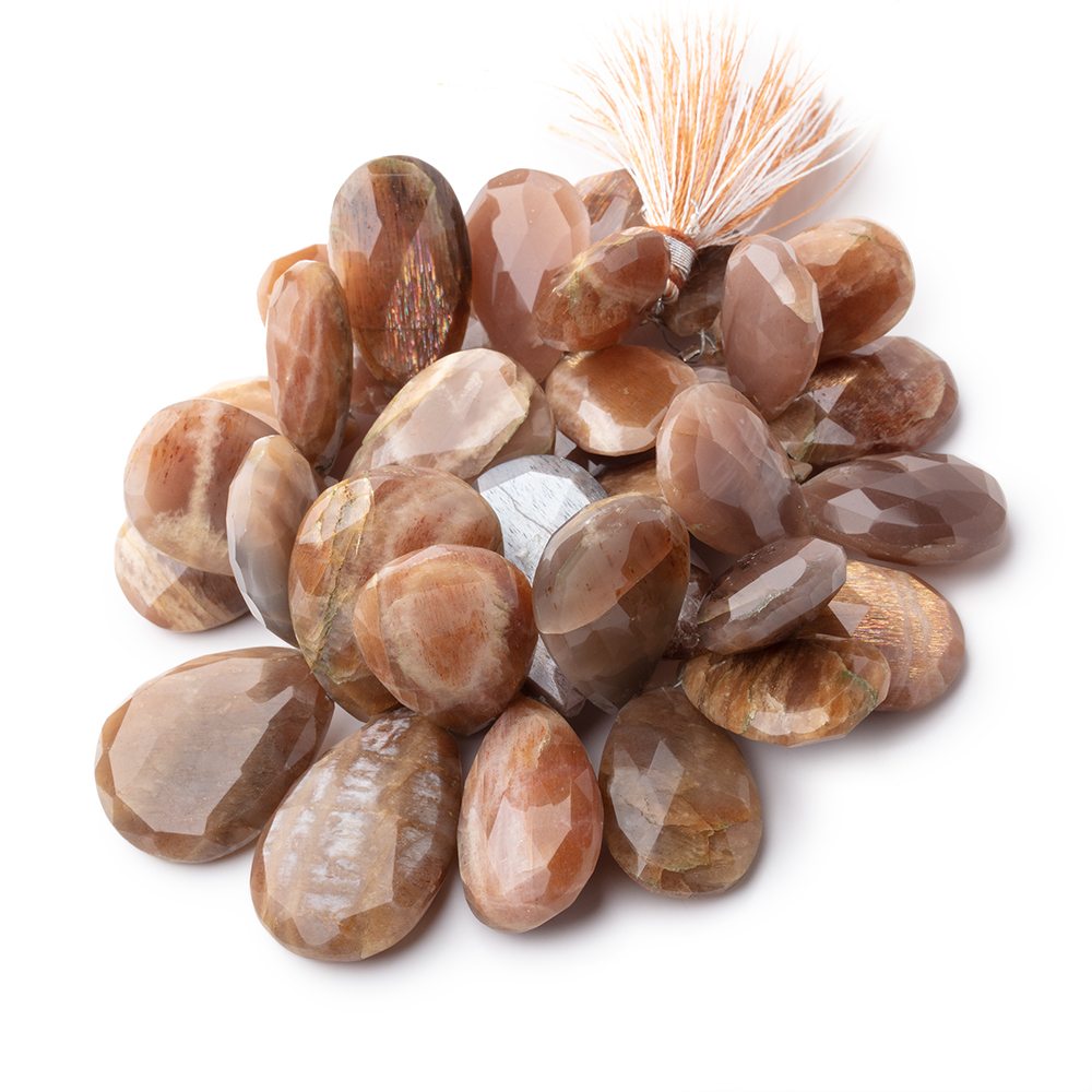 23x15-32x20mm Albeit Feldspar Faceted Pear Beads 7 inch 34 pieces - BeadsofCambay.com