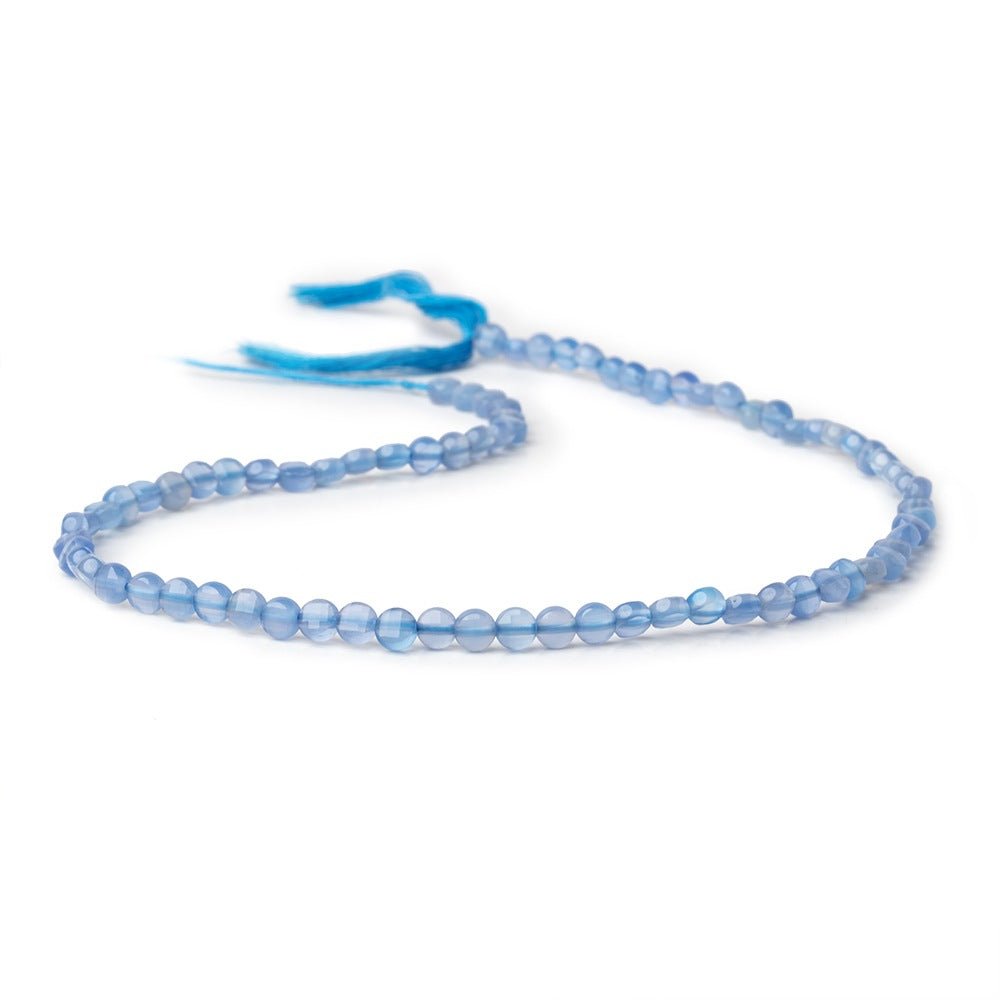 4.3mm Santorini Blue Chalcedony Checkerboard Faceted Calibrated Coins 12.5 inch 78 Beads - Beadsofcambay.com