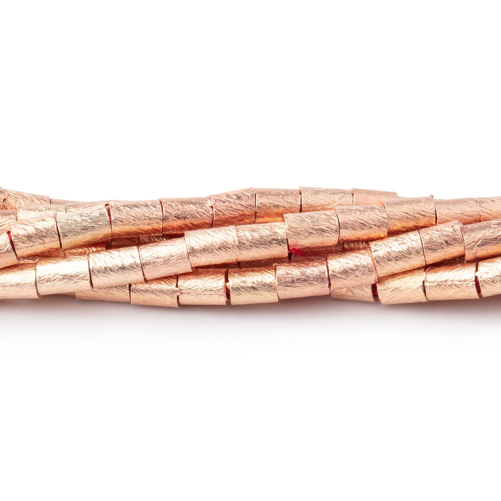 BeadsofCambay 3x4mm Rose Gold plated Copper Brushed Tube Beads 8 inch 48 pieces Large Hole