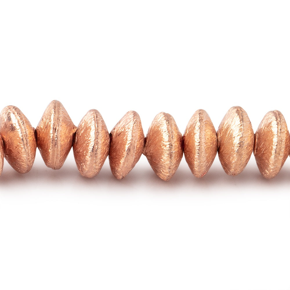 6mm Rose Gold plated Copper Brushed Disc Beads 8 inch 66 pieces - BeadsofCambay.com