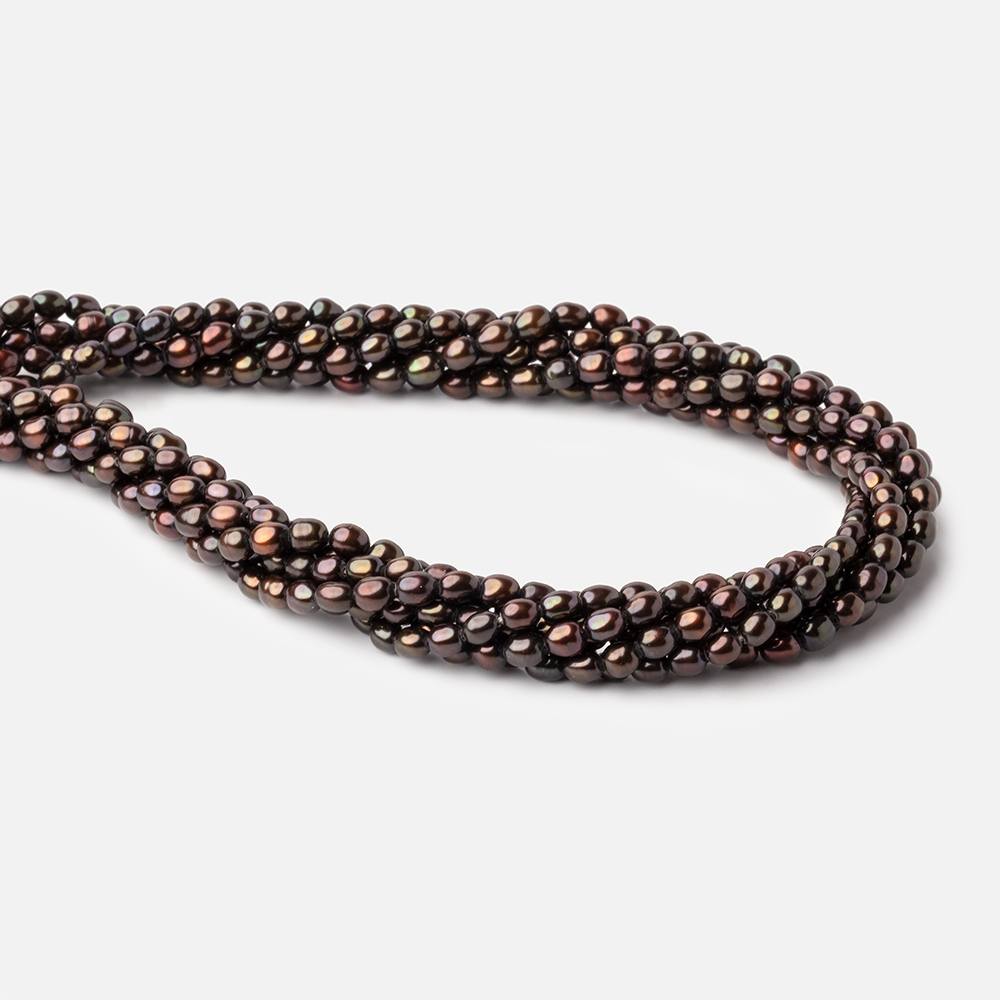 4x3mm Chestnut Brown Straight Drilled Oval Pearls 15 inch 90 pieces - BeadsofCambay.com