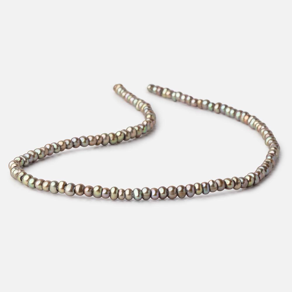 4-5mm Irish Greens Off Round 2.5mm Large Hole Pearls 15 inch 120 Beads - BeadsofCambay.com