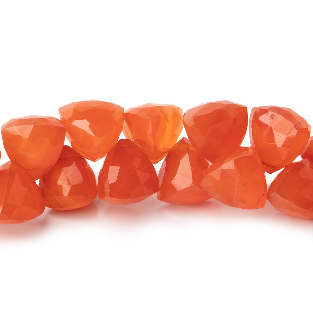 8-9mm Carnelian Faceted Trillion Top Drilled Beads 7.5 inch 38 pieces