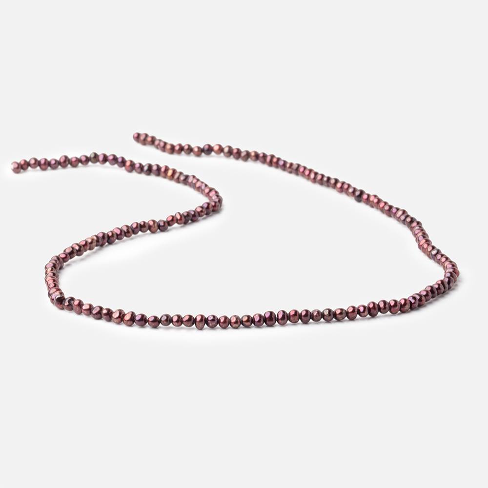 3x2mm Raspberry Side Drilled Off Round Freshwater Pearls 15.5 inch 150 pieces - BeadsofCambay.com