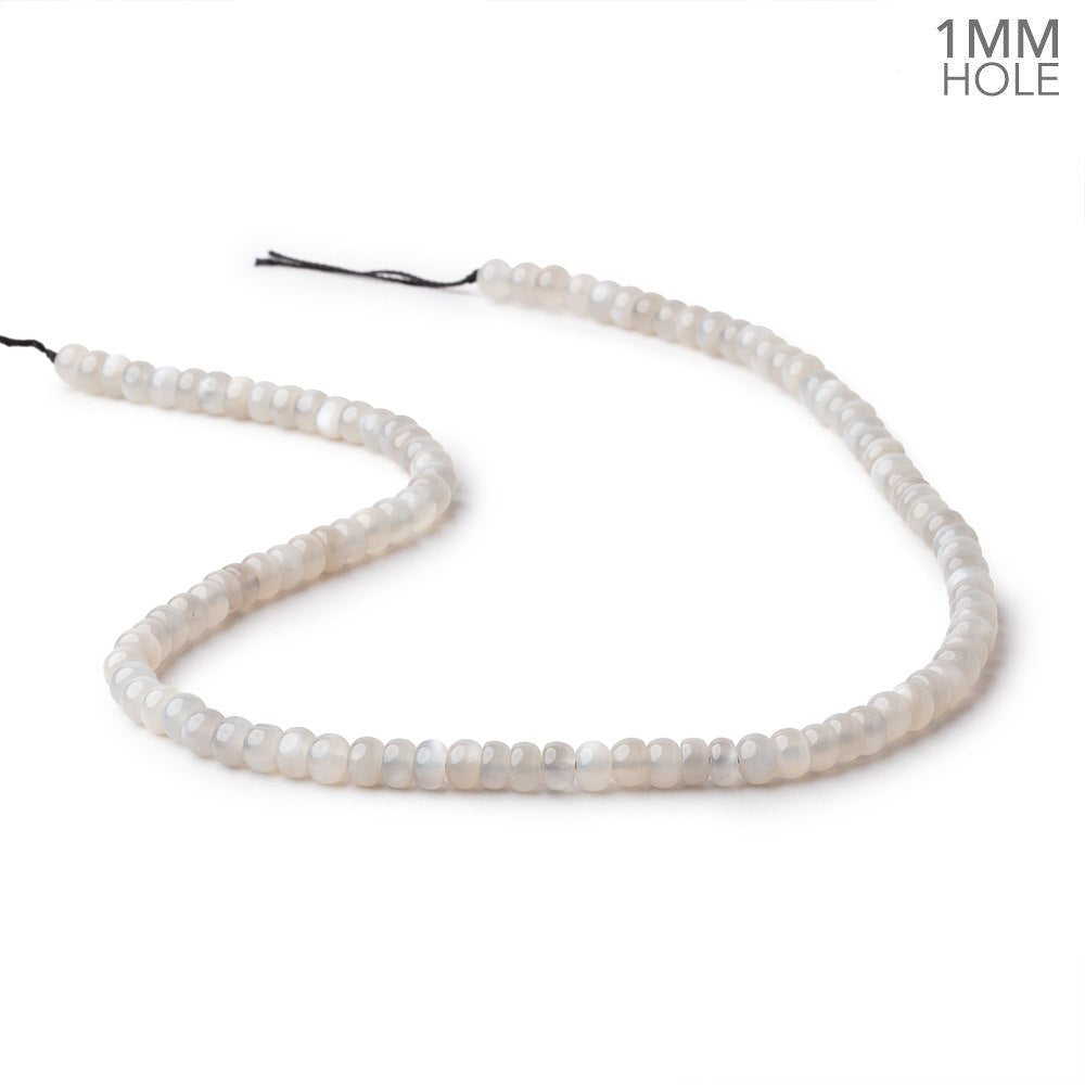 6mm Grey Moonstone Plain Rondelles 16 inch 96 Beads 1mm hole - BeadsofCambay.com