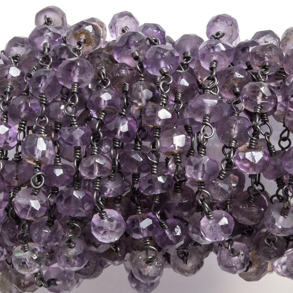 4.5-5mm Amethsyt faceted rondelle Black Gold plated Chain by the foot 32 pcs - Beadsofcambay.com