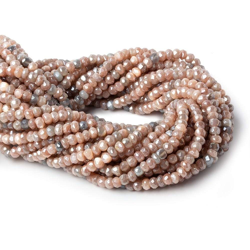 4.5-5mm Mystic Multi Color Moonstone 1mm large hole faceted rondelles 13 inch 99 beads - Beadsofcambay.com