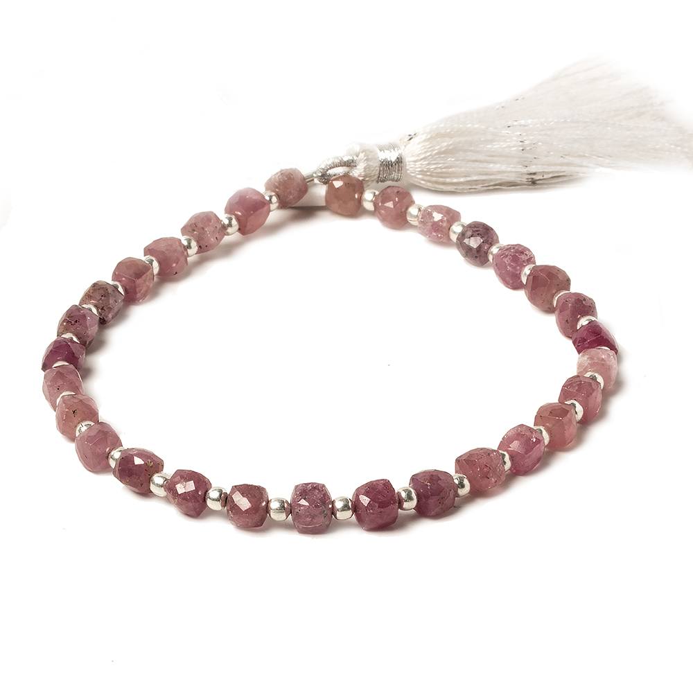 4.5-5mm Ruby faceted cube beads 8.5 inch 30 pieces - Beadsofcambay.com