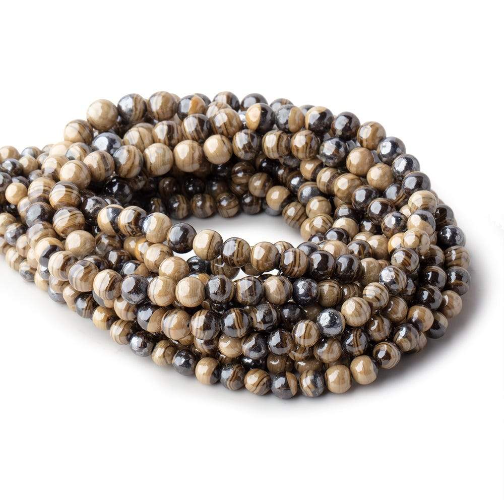 4.5-6.5mm Schalenblende Plain Round Beads 16 inch 81 pieces AA rare - Beadsofcambay.com