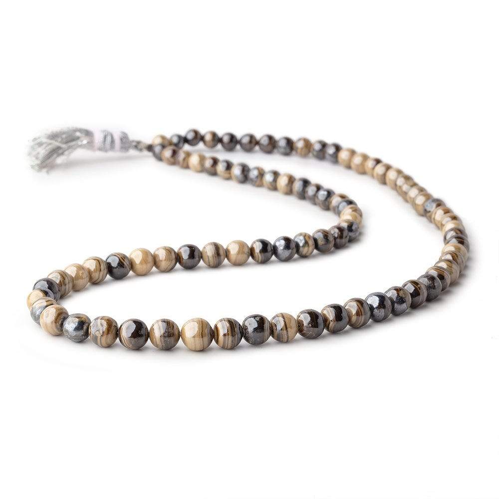 4.5-6.5mm Schalenblende Plain Round Beads 16 inch 81 pieces AA rare - Beadsofcambay.com