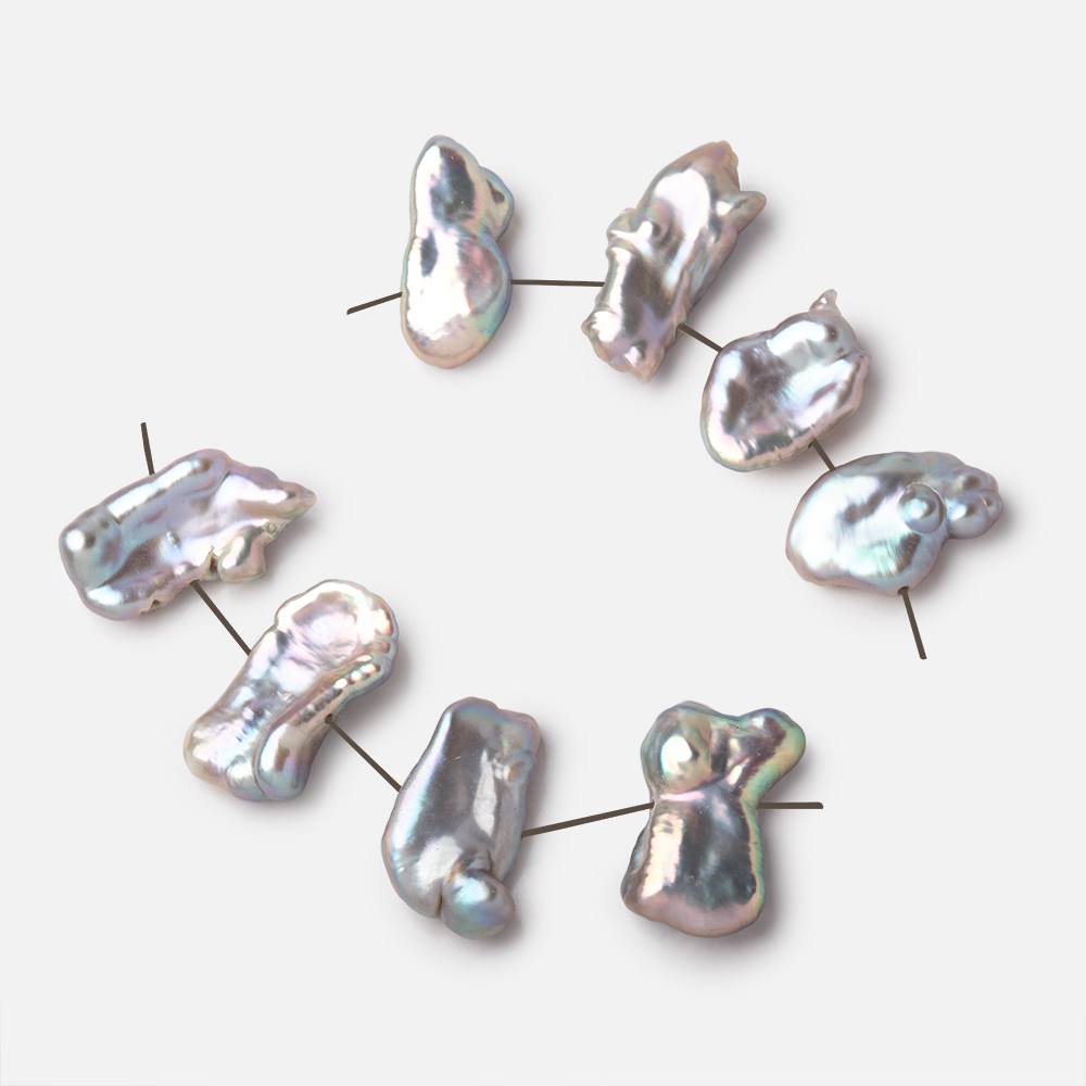 11-14mm Lilac Silver Side Drill Biwa Focals Set of 4 pieces - BeadsofCambay.com