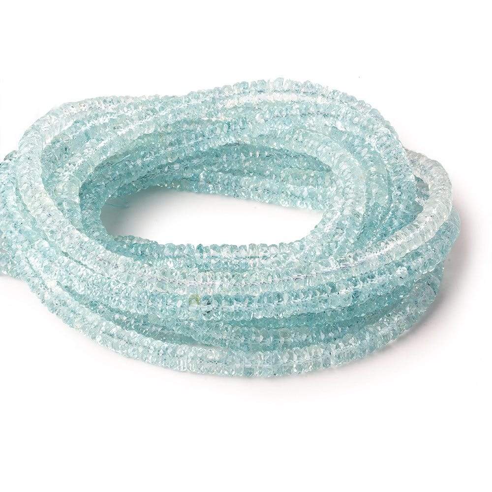 4.5mm Aquamarine Faceted Hishi 15 inch 220 beads AAA - Beadsofcambay.com