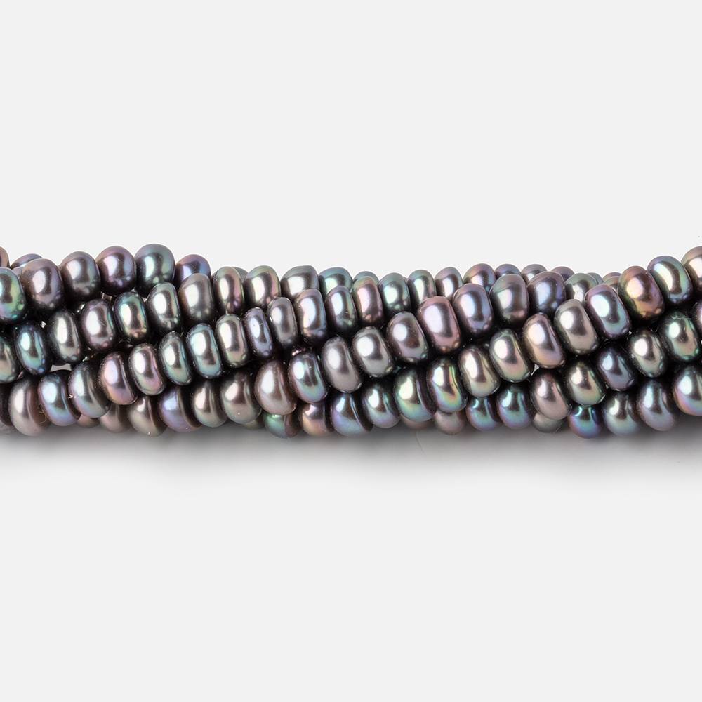 4.5mm Peacock Center Drilled Button Freshwater Pearls 16 inch 142 Beads AA - Beadsofcambay.com
