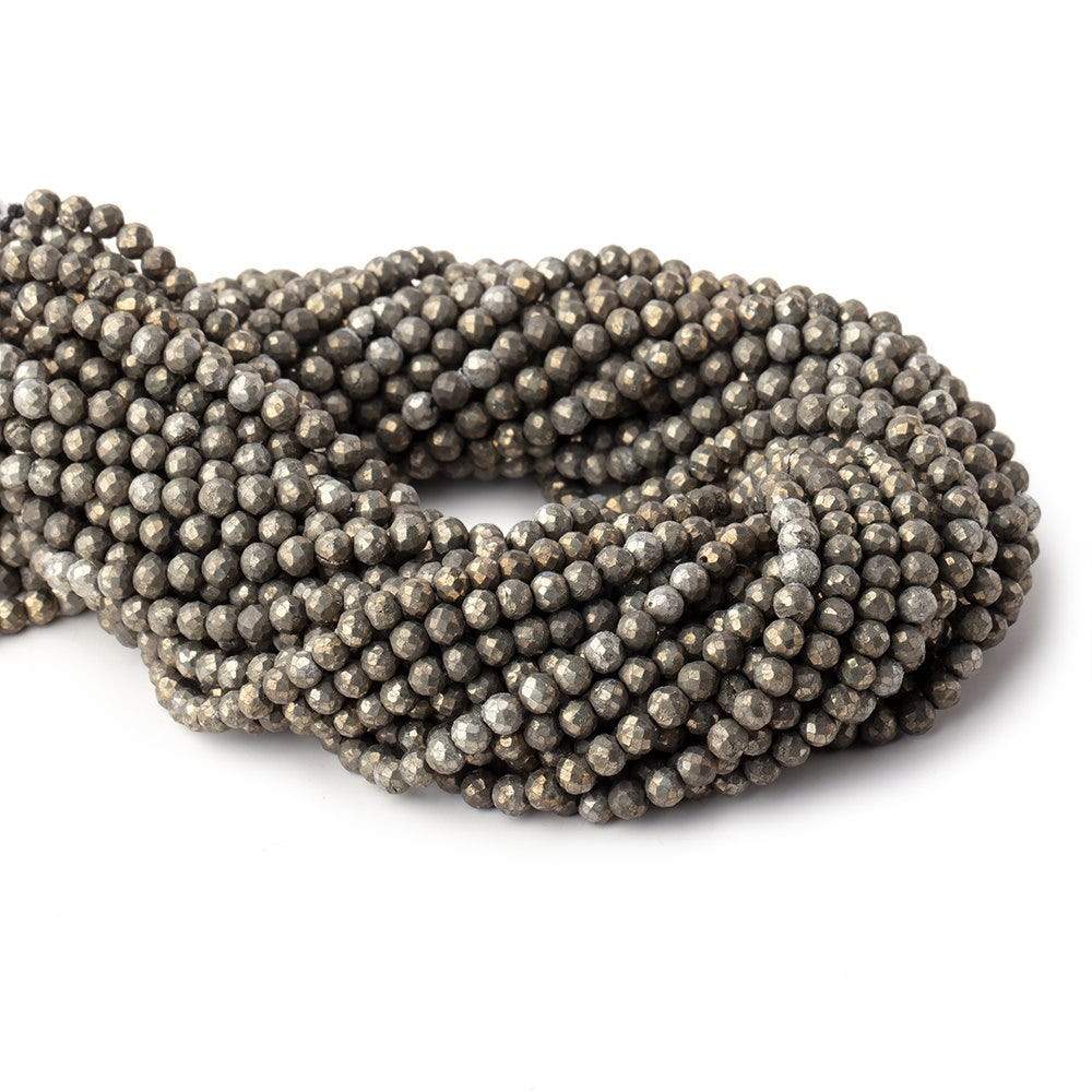 4.5mm Pyrite Faceted Rounds 13.5 inch 86 beads - Beadsofcambay.com