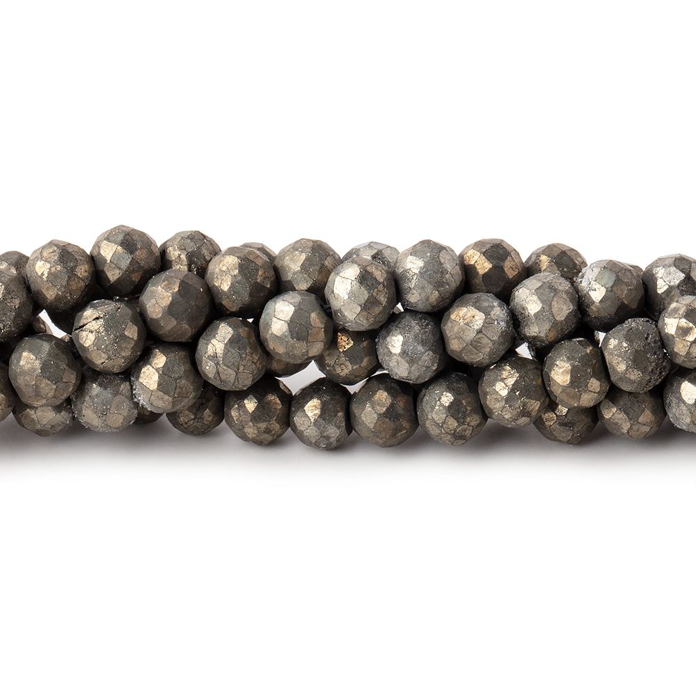 4.5mm Pyrite Faceted Rounds 13.5 inch 86 beads - Beadsofcambay.com