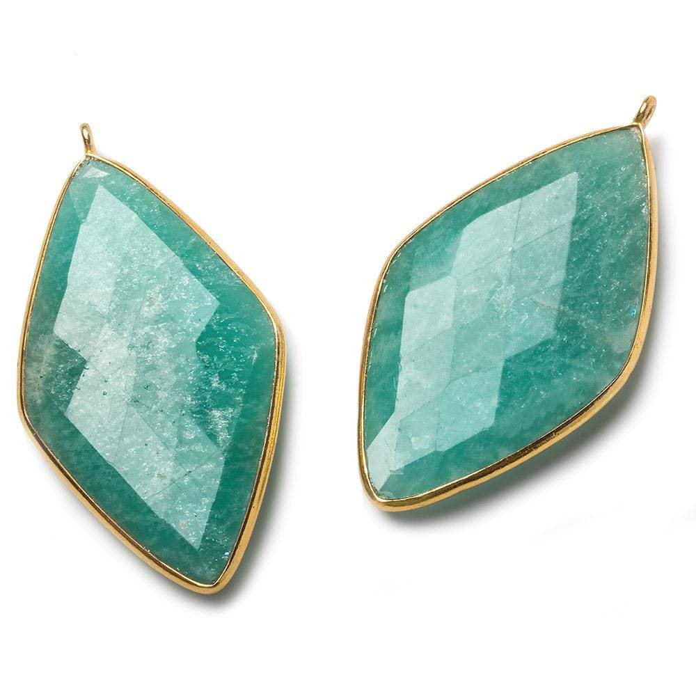 45x24mm Vermeil Bezel Amazonite faceted Kite Pendant 1 piece - Beadsofcambay.com