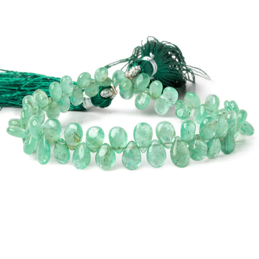 4.5x3-7.5x5mm Colombian Emerald plain pears 7.5 inch 67 beads - Beadsofcambay.com